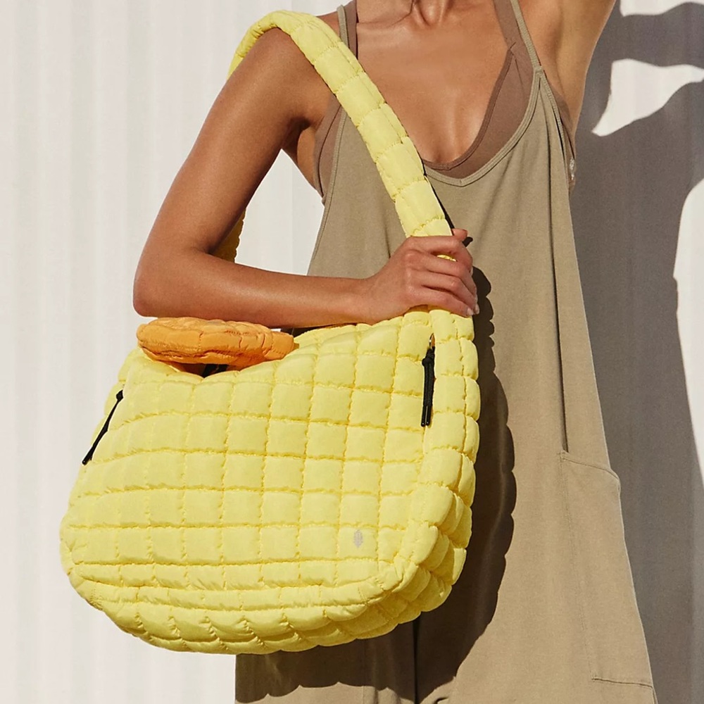 NWT Free People x FP Movement Quilted Carryall Bag in Yellow